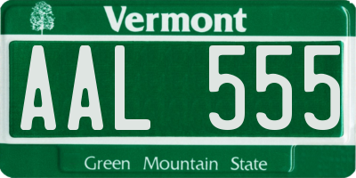 VT license plate AAL555