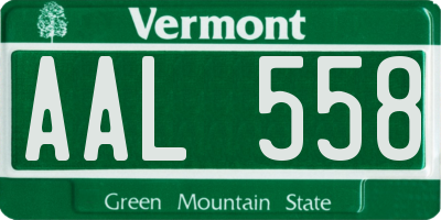 VT license plate AAL558