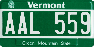 VT license plate AAL559