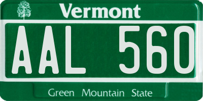 VT license plate AAL560