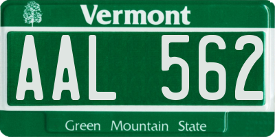VT license plate AAL562