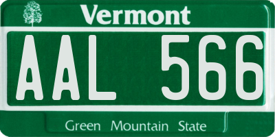 VT license plate AAL566