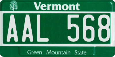 VT license plate AAL568