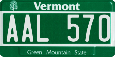 VT license plate AAL570