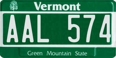 VT license plate AAL574