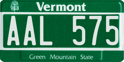 VT license plate AAL575