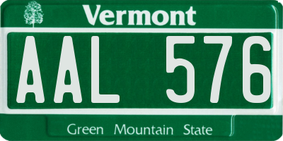 VT license plate AAL576