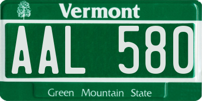 VT license plate AAL580