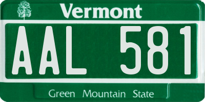 VT license plate AAL581