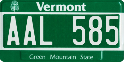 VT license plate AAL585