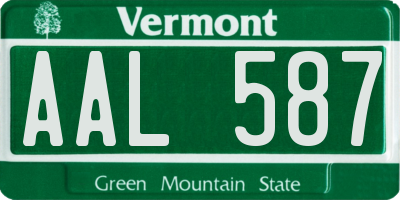 VT license plate AAL587