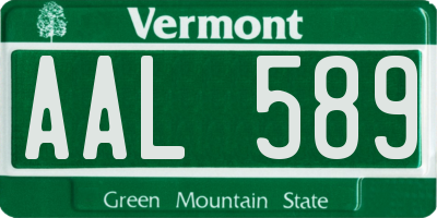 VT license plate AAL589