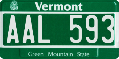 VT license plate AAL593
