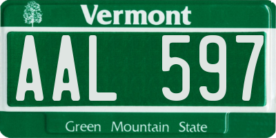 VT license plate AAL597
