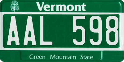 VT license plate AAL598