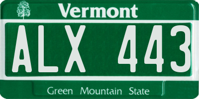 VT license plate ALX443