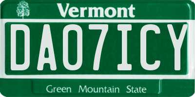VT license plate DA07ICY