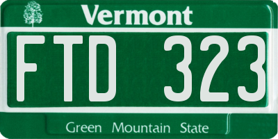 VT license plate FTD323