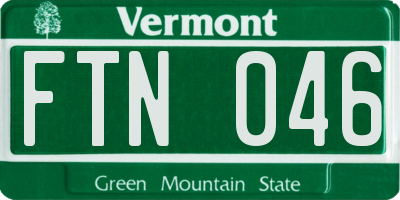 VT license plate FTN046