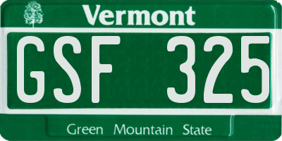 VT license plate GSF325