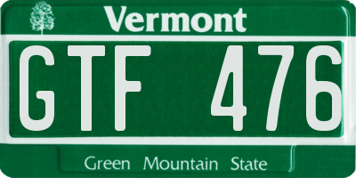 VT license plate GTF476