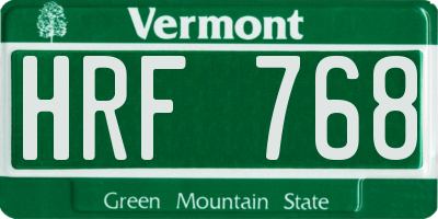 VT license plate HRF768