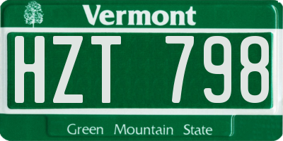 VT license plate HZT798
