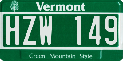 VT license plate HZW149