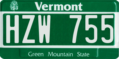 VT license plate HZW755