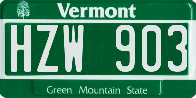 VT license plate HZW903