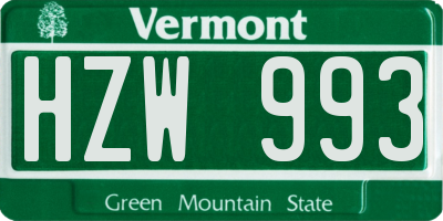 VT license plate HZW993