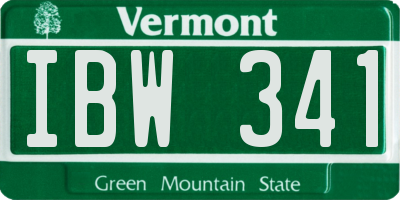 VT license plate IBW341