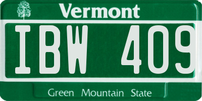 VT license plate IBW409