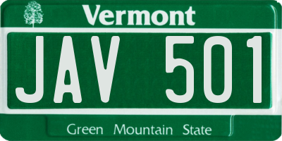 VT license plate JAV501