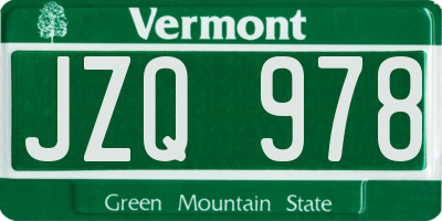 VT license plate JZQ978