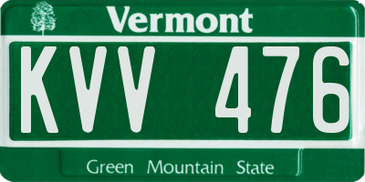 VT license plate KVV476