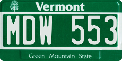 VT license plate MDW553