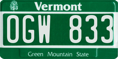VT license plate OGW833