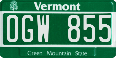 VT license plate OGW855