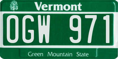 VT license plate OGW971