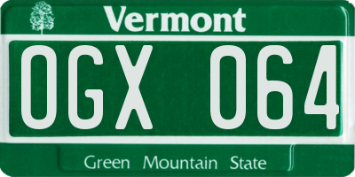 VT license plate OGX064