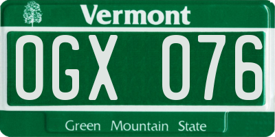 VT license plate OGX076