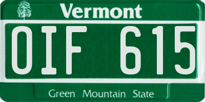 VT license plate OIF615