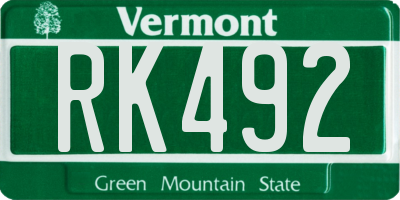 VT license plate RK492