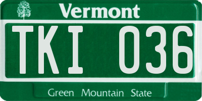 VT license plate TKI036