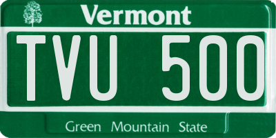 VT license plate TVU500