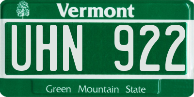 VT license plate UHN922