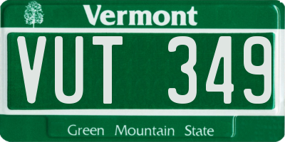 VT license plate VUT349