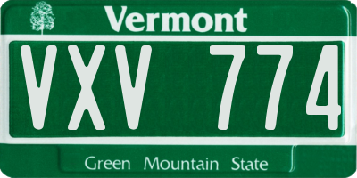 VT license plate VXV774