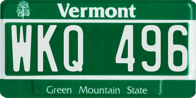 VT license plate WKQ496